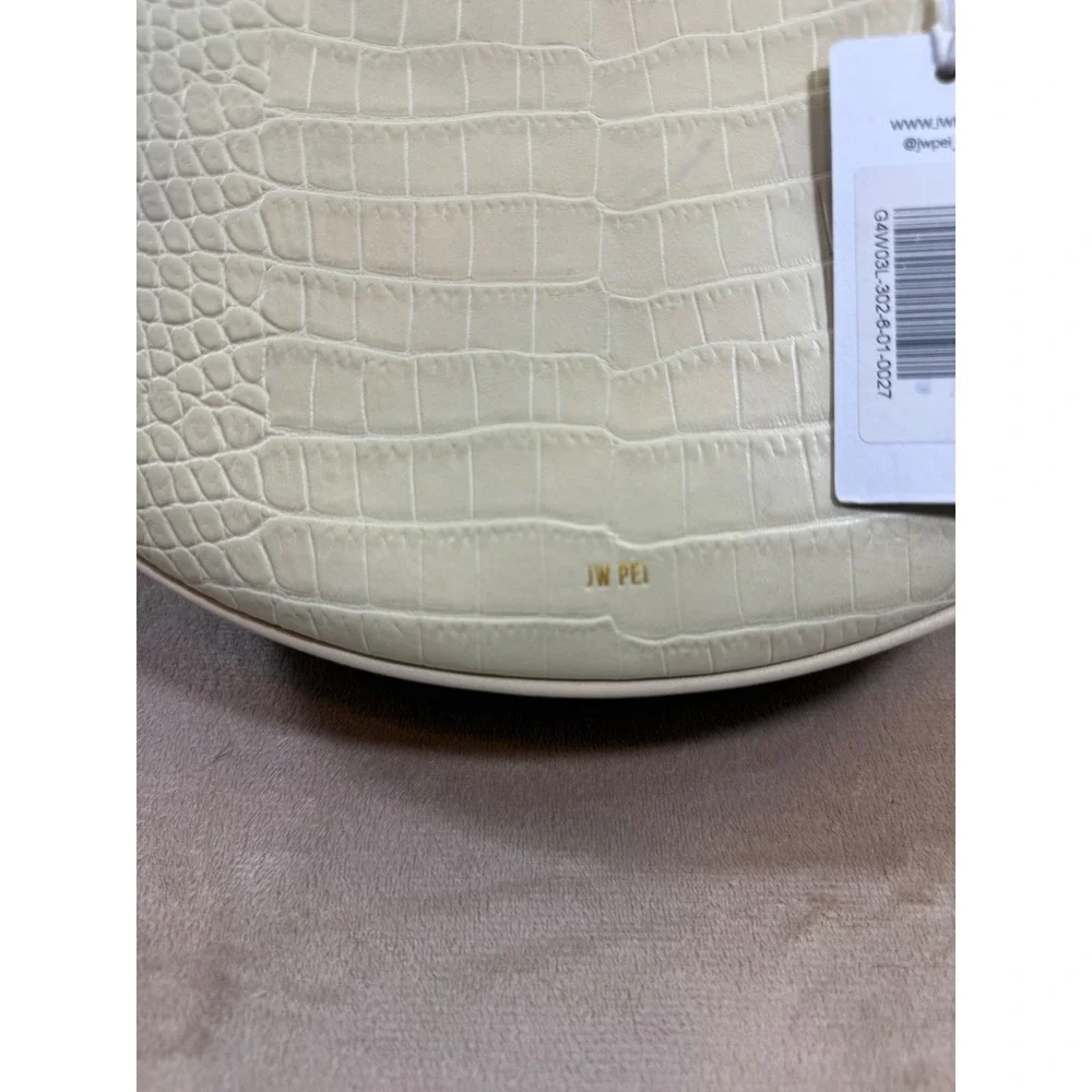 JW PEI Carly Saddle Bag Ivory Croc Embossed Vegan Leather Shoulder Bag NEW